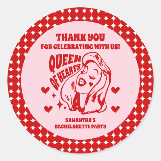 Queen of Hearts Bachelorette Party Favor Stickers (Vorderseite)