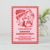 Queen of Hearts Bachelorette Party Itinerary Einladung (Stehend Vorderseite)