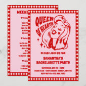 Queen of Hearts Bachelorette Party Itinerary Einladung (Vorne/Hinten)