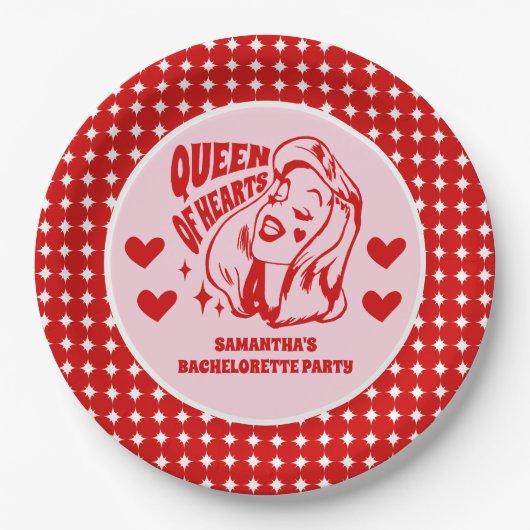 Queen of Hearts Bachelorette Party Pappteller (Vorderseite)