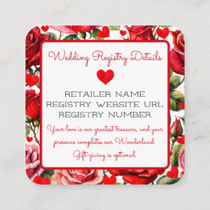 Queen of Hearts Brautparty Wedding Registry Begleitkarte