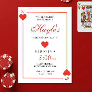 Queen of Hearts Casino Spielkarten 67. Geburtstag Einladung