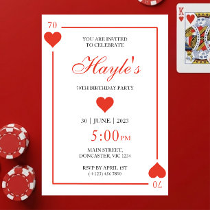 Queen of Hearts Casino Spielkarten 70. Geburtstag Einladung
