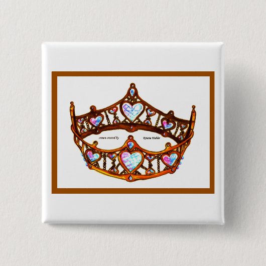 Queen of Hearts Gold Crown Tiara Weiße Taste Butto Button (Vorderseite)