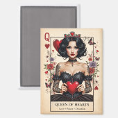 Queen of Hearts Gothic Tarot Fridge Magnet  (Vorderseite/Rückseite)