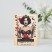 Queen of Hearts Gothic Tarot Postcard  Postkarte (Stehend Vorderseite)