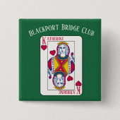 Queen of Hearts Individuelle Name Spielkarte Button (Vorderseite)