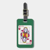 Queen of Hearts Individuelle Name Spielkarte Gepäckanhänger (Vorderseite vertikal)