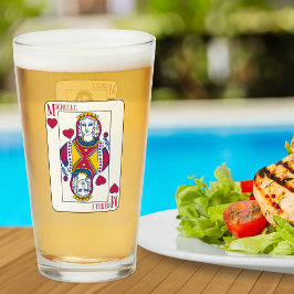 Queen of Hearts Individuelle Name Spielkarte Glas