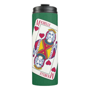Queen of Hearts Individuelle Name Spielkarte Thermosbecher