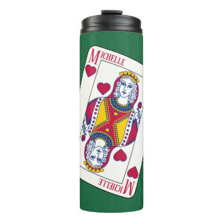 Queen of Hearts Individuelle Name Spielkarte Thermosbecher