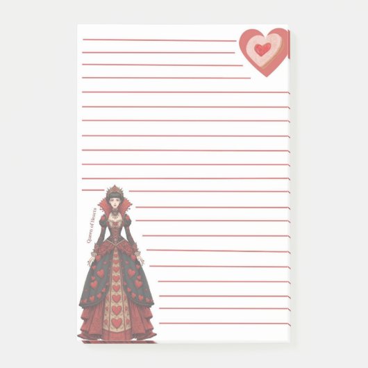 Queen of Hearts Lined Post-it Klebezettel (Vorderseite)