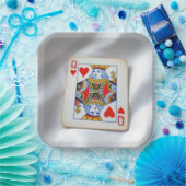 Queen of Hearts On White Satin Fabric Pappteller (Party)
