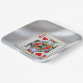 Queen of Hearts On White Satin Fabric Pappteller (Gewinkelt)