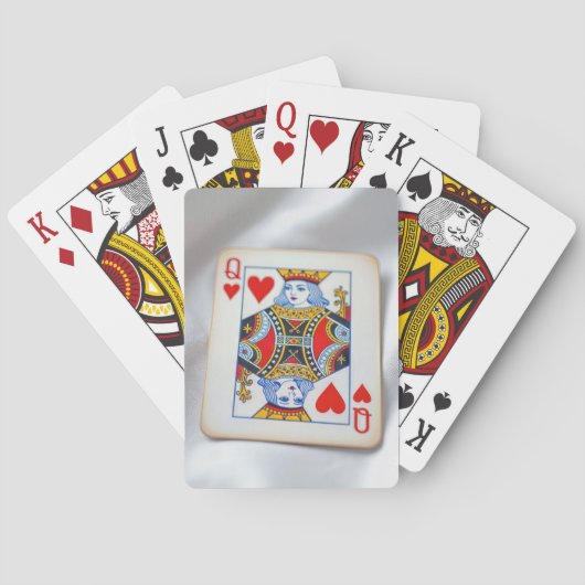 Queen of Hearts On White Satin Fabric Spielkarten (Rückseite)