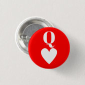 Queen of Hearts - Playing Card Symbol Button (Vorne & Hinten)