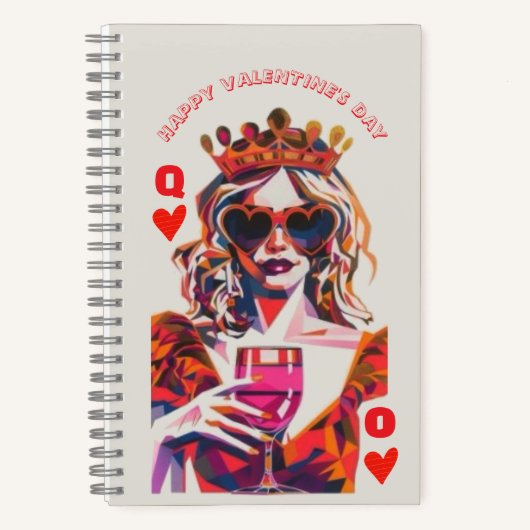 Queen of Hearts Pop Art Spiral Notebook Notizblock (Vorderseite)