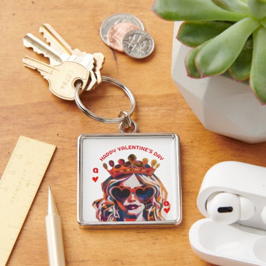 Queen of Hearts Pop Art Spiral Notebook Schlüsselanhänger (Schreibtisch)