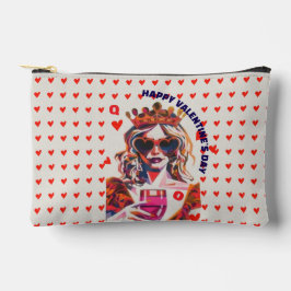 Queen of Hearts Pop Art Spiral  Zubehörtasche