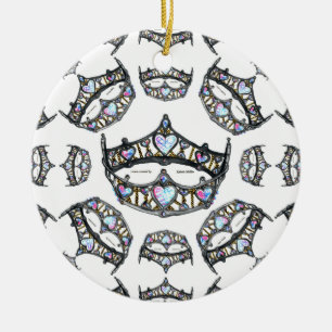 Queen of Hearts Silver Crowns Tiaras white oramen Keramik Ornament