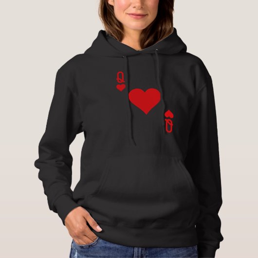 Queen Of Hearts Valentines Matching Couples Valent Hoodie (Vorderseite)