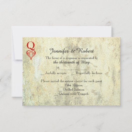 Queen of Hearts Wedding Response Card RSVP Karte (Vorderseite)