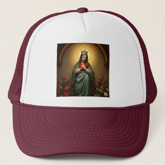 Queen of Heaven Catholic Trucker Hat Truckerkappe (Vorderseite)
