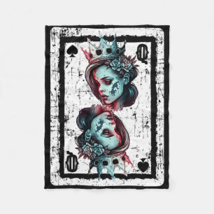 Queen of Spades Gothic Card Game Halloween Fleecedecke
