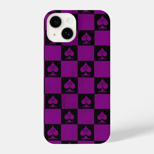 Queen of Spades iPhone 14 Case Lila Schachbretter  iPhone Hülle (Rückseite)