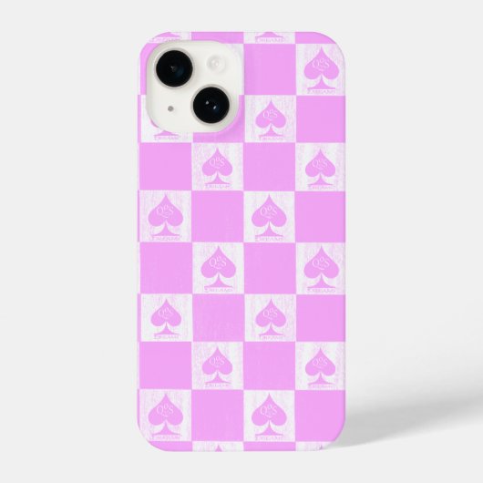 Queen of Spades iPhone Case Niedlich Pink Schachbr Hülle (Rückseite)