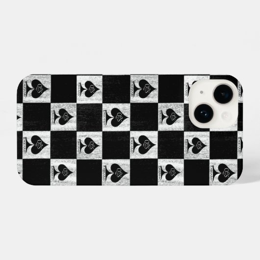 Queen of Spades iPhone Case White Schachbretts QoS iPhone Hülle (Rückseite (Horizontal))