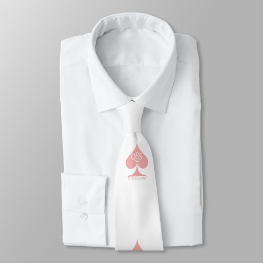Queen of Spades Neck Tie Pink über die weiße QoS T Krawatte (Gebunden)