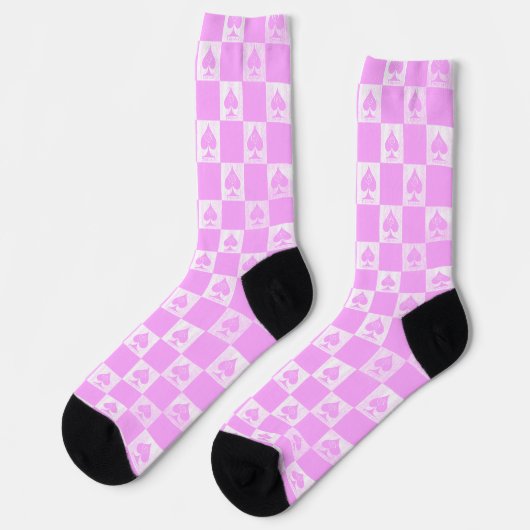 Queen of Spades Socks Niedlich Pink Checkerboard Q Socken (Linkes Detail)