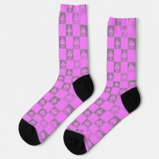 Queen of Spades Socks Pink Fade Checkerboard QoS Socken
