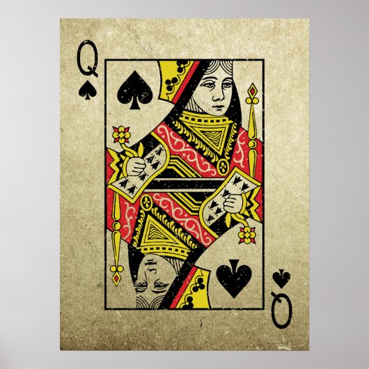 Queen of Spades Vintag Style Spielkarten Poster (Vorne)