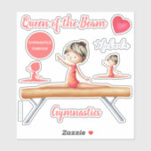 Queen of the Beam Gymnastics Girl Personalisiert Aufkleber (Blatt)