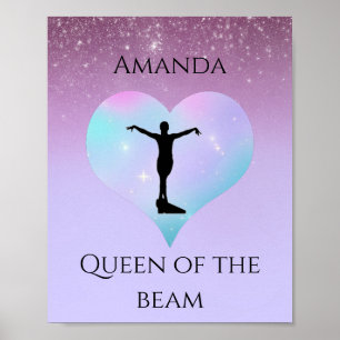 Queen Of The Beam Gymnastik Lila Ombre Glitter Poster