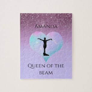 Queen Of The Beam Gymnastik Lila Ombre Glitter Puzzle