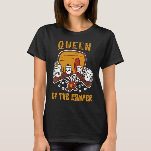 Queen Of The Camper Marshmallow Camping Camp Adven T-Shirt (Vorderseite)