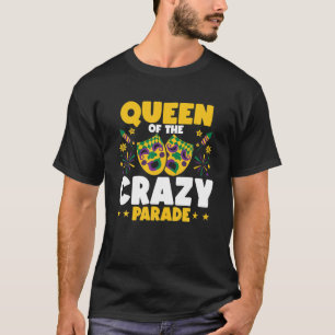 Queen of the Crazy Parade Beads Bling Joker Jester T-Shirt