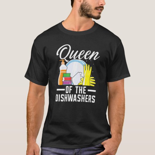 Queen Of The Dishwashers Dishwashing Profession Jo T-Shirt (Vorderseite)