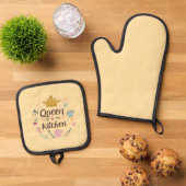 Queen of the Kitchen Charming Design Ofenhandschuh & Topflappen-Set (Oben Unten)