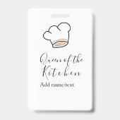 Queen of the kitchen chef cooking add name crown  ausweis (Rückseite)