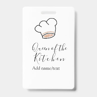 Queen of the kitchen chef cooking add name crown ausweis