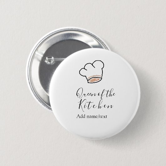 Queen of the kitchen chef cooking add name crown button (Vorne & Hinten)