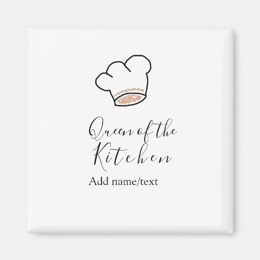 Queen of the kitchen chef cooking add name crown magnet (Vorne)