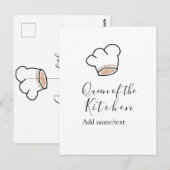 Queen of the kitchen chef cooking add name crown postkarte (Vorne/Hinten)