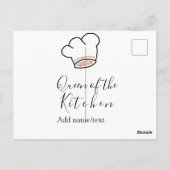 Queen of the kitchen chef cooking add name crown postkarte (Rückseite)
