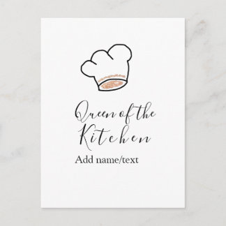 Queen of the kitchen chef cooking add name crown postkarte