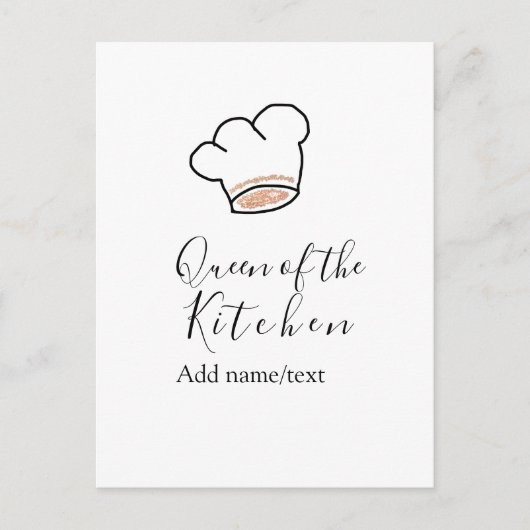 Queen of the kitchen chef cooking add name crown postkarte (Vorderseite)